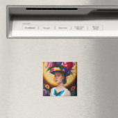 Eine Dame mit Blumenhut Magnet (In Situ (Geschirrspüler))