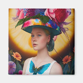 Eine Dame mit Blumenhut Magnet (Vorne)