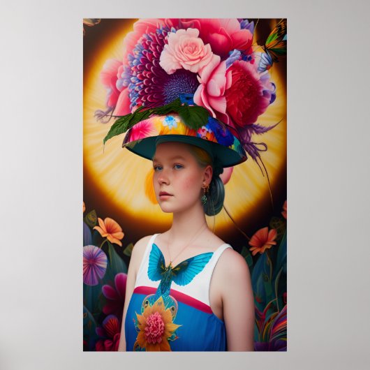 Eine Dame mit Blumenhut Poster (Vorne)