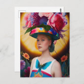 Eine Dame mit Blumenhut Postkarte (Vorne/Hinten)
