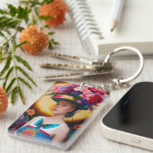 Eine Dame mit Blumenhut Schlüsselanhänger (Vorderseite rechts)