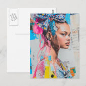 Eine Dame mit einer Schleife im Haar Collage Postkarte (Vorne/Hinten)