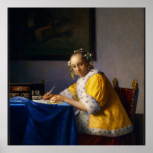 Eine Dame schreibt von Johannes Vermeer Poster