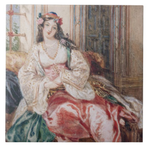 Eine Dame Seated in Osmanen tragendes Innenturki Fliese