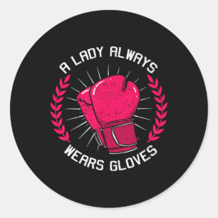 Eine Dame trägt beim Boxen immer Handschuhe Boxeri Runder Aufkleber