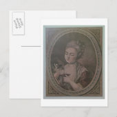 Eine Dame trinkt Schokolade (Farbe litho) Postkarte (Vorne/Hinten)