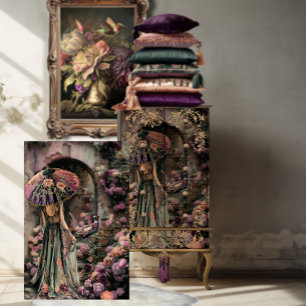 Eine Dame und ein Fasan, Chinoiserie, Porträtkunst Seidenpapier