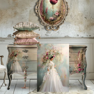Eine Dame und ein Sonnenschirm, fantasievolle Blum Seidenpapier
