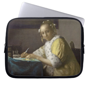 Eine Dame Writing, C. 1665 (Öl auf Leinwand) Laptopschutzhülle