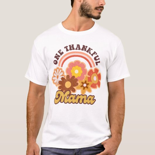 Eine dankbare Mama Halloween Groovy Fall Saison T-Shirt (Vorderseite)