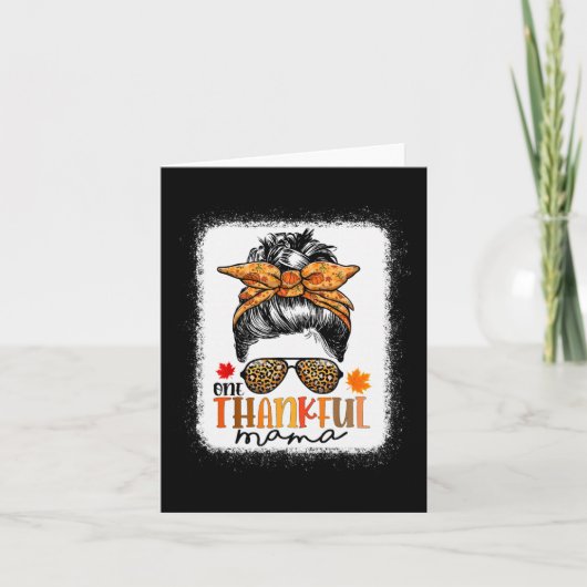 Eine dankbare Mama Messy Bun Leopard Mama Danke Karte (Vorderseite)