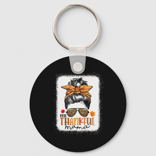 Eine dankbare Mama Messy Bun Leopard Mama Danke Schlüsselanhänger (Vorderseite)
