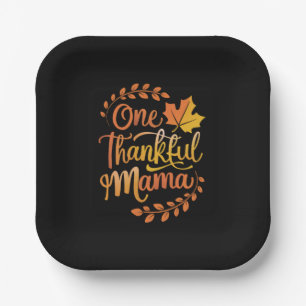 Eine dankbare Mutter Süßer Herbst Thanksgiving Her Pappteller