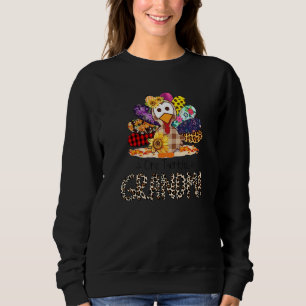 Eine dankbare Oma Truthahn Leopard Rot kariert als Sweatshirt