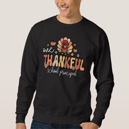 Eine dankbare Schulleiterin Groovy Thanksgiving Sweatshirt (Vorderseite)