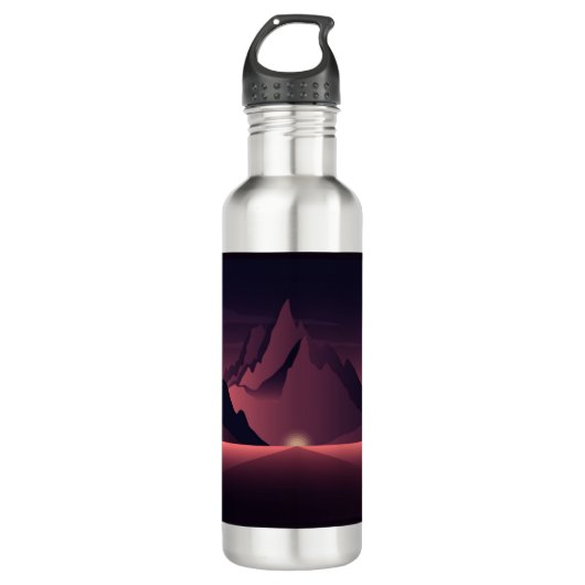 Eine Darstellung des Sonnenuntergangs auf den Berg Edelstahlflasche (Vorderseite)