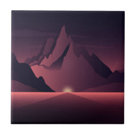 Eine Darstellung des Sonnenuntergangs auf den Berg Fliese