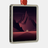 Eine Darstellung des Sonnenuntergangs auf den Berg Ornament Aus Metall (Rechts)