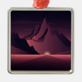 Eine Darstellung des Sonnenuntergangs auf den Berg Ornament Aus Metall