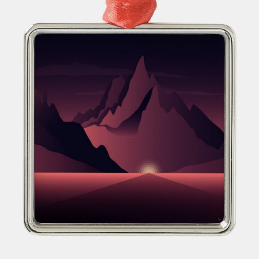 Eine Darstellung des Sonnenuntergangs auf den Berg Ornament Aus Metall (Vorne)