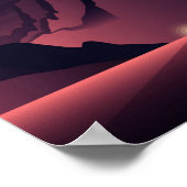 Eine Darstellung des Sonnenuntergangs auf den Berg Poster (Ecke)