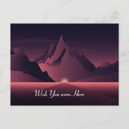 Eine Darstellung des Sonnenuntergangs auf den Berg Postkarte