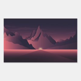 Eine Darstellung des Sonnenuntergangs auf den Berg Rechteckiger Aufkleber