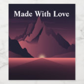 Eine Darstellung des Sonnenuntergangs auf den Berg Weinetikett (Einzelnes Label)