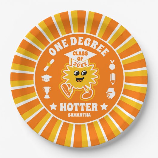 Eine Degree Hotter Retro Graduation Party Pappteller (Vorderseite)
