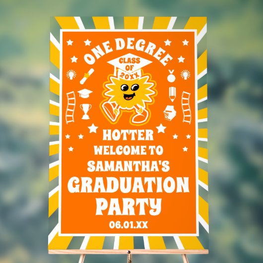 Eine Degree Hotter Retro Graduation Party Willkomm Acrylschild (Neutral)