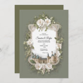 Eine delikate traditionelle Hochzeitsveranstaltung Einladung (Vorne/Hinten)