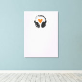 Eine Denkblase mit Herz und Kopfhörer Leinwanddruck (Insitu (Holzboden))