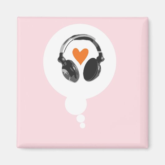 Eine Denkblase mit Herz und Kopfhörer Magnet (Vorne)