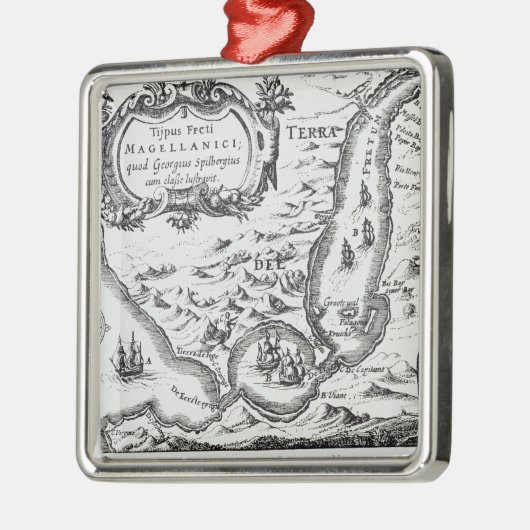 Eine der frühesten Karten des Magellan Ornament Aus Metall (Links)
