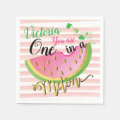 Eine der Melon Birthday Watermelon Papierserviette (Vorderseite)