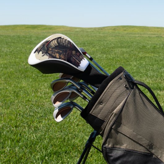 Eine detaillierte Samurai-Abbildung Golf Headcover (In SItu)