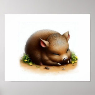 Eine digitale Malerei einer Niedlichen Javelina Poster