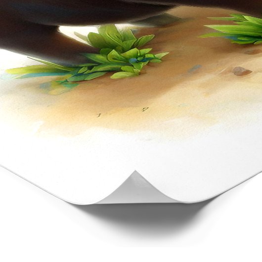 Eine digitale Malerei eines jungen Niedlichen Wass Poster (Ecke)