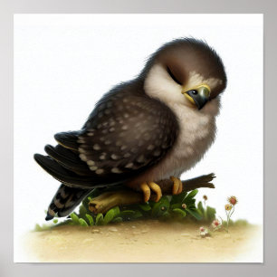 Eine digitale Malerei eines jungen Wanderfalken Poster