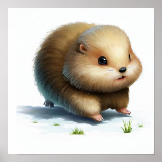 Eine digitale Malerei eines Niedlichen Lemmings Poster (Vorne)