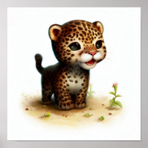 Eine digitale Malerei eines süßen Jaguars Poster