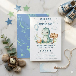Eine Dino ist fast hier Baby Junge Einladung