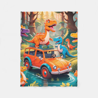 Eine Dinosaurier-Familie macht eine Urlaubs-Fleece Fleecedecke