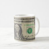 Eine Dollar-Bill-Tasse, weiß Kaffeetasse (VorderseiteRechts)