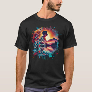 Eine doppelte Belichtung einer Silhouette T-Shirt