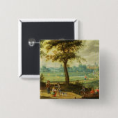 Eine Dorf-Landschaft durch einen Fluss Button (Vorne & Hinten)