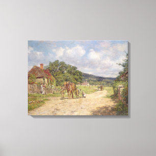 Eine Dorf-Szene (Öl auf Leinwand) Leinwanddruck