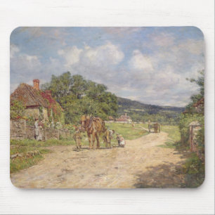 Eine Dorf-Szene (Öl auf Leinwand) Mousepad