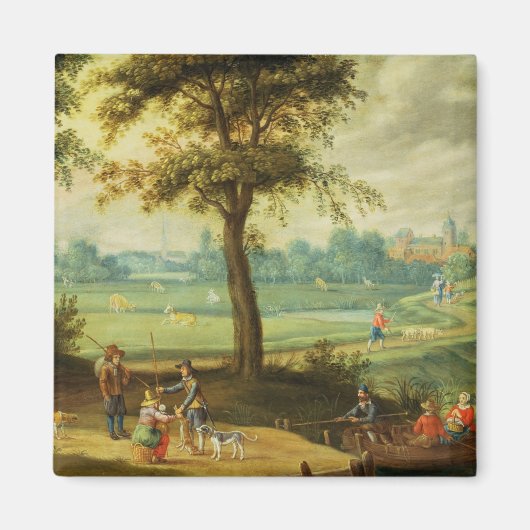 Eine Dorflandschaft am Fluss Magnet (Vorne)
