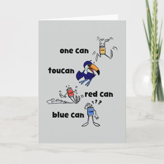Eine Dose Tukan Rot Dose Blau Dose Karte (Vorderseite)